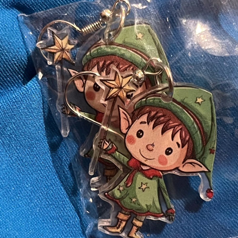 Cute Elf Earrings with Star Wand